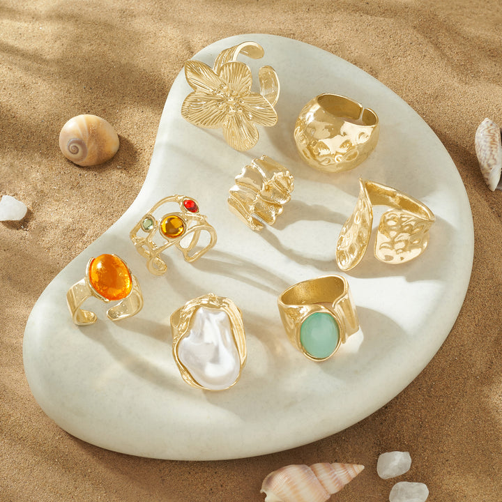 Coralina Candy Gold Set of 8 Rings