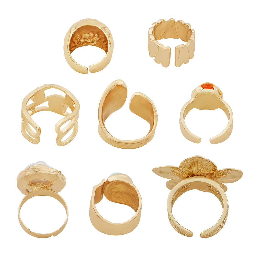 Coralina Candy Gold Set of 8 Rings