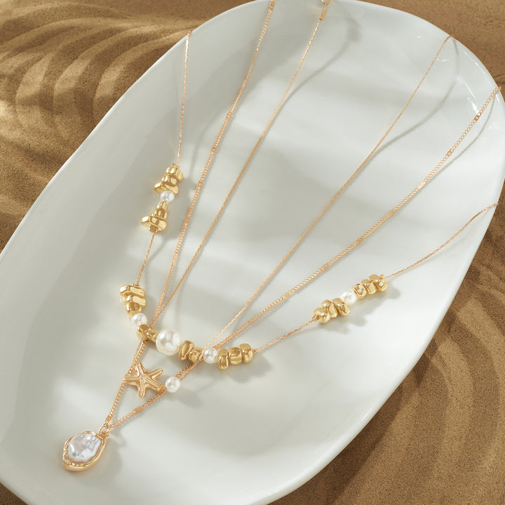 Amaris Gold Layered Seashells Necklace