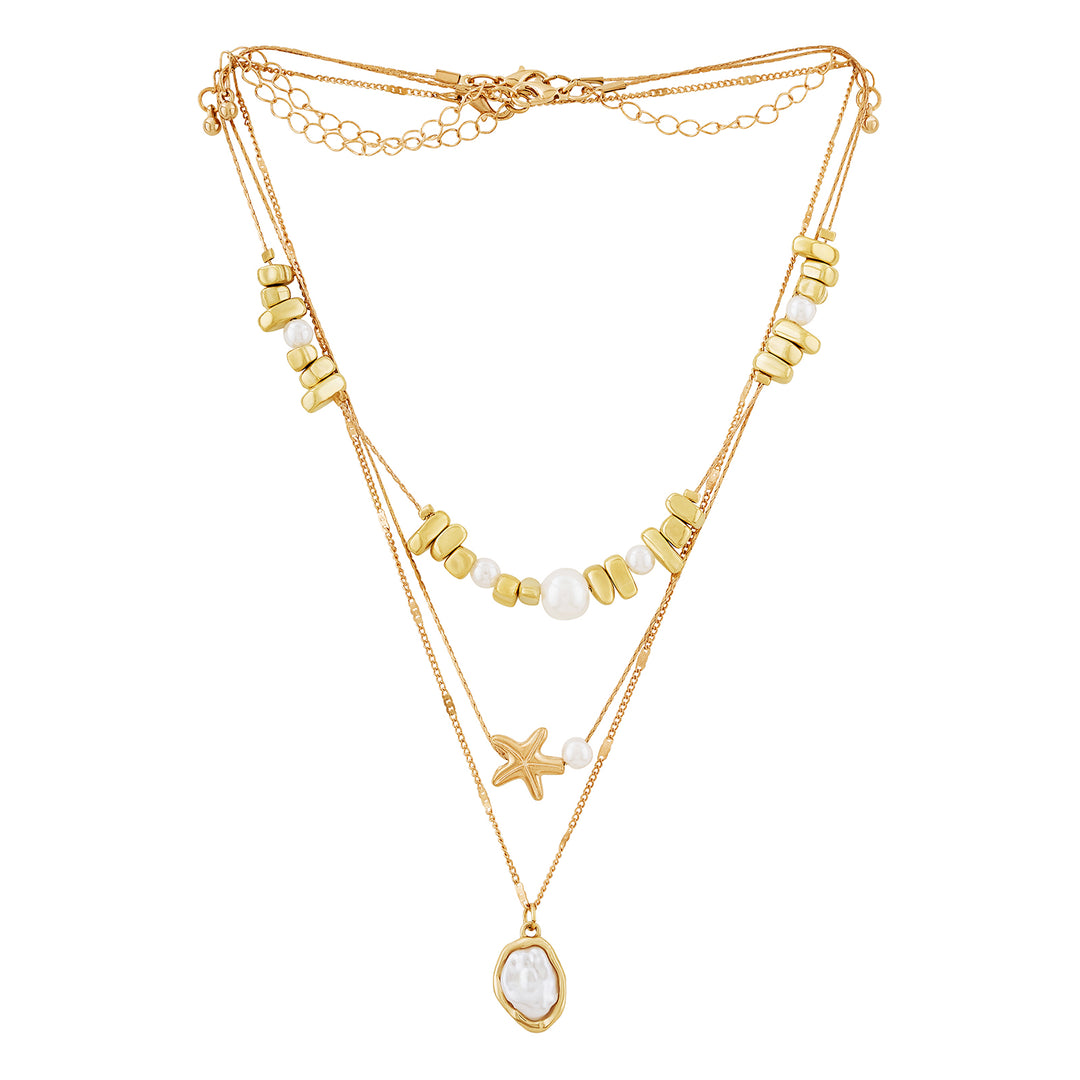 Amaris Gold Layered Seashells Necklace
