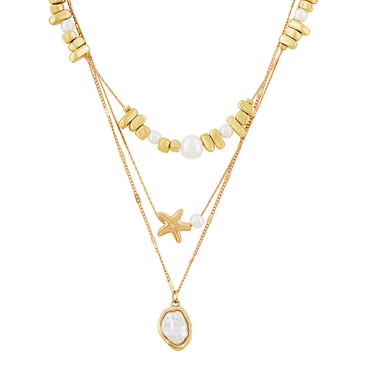 Amaris Gold Layered Seashells Necklace