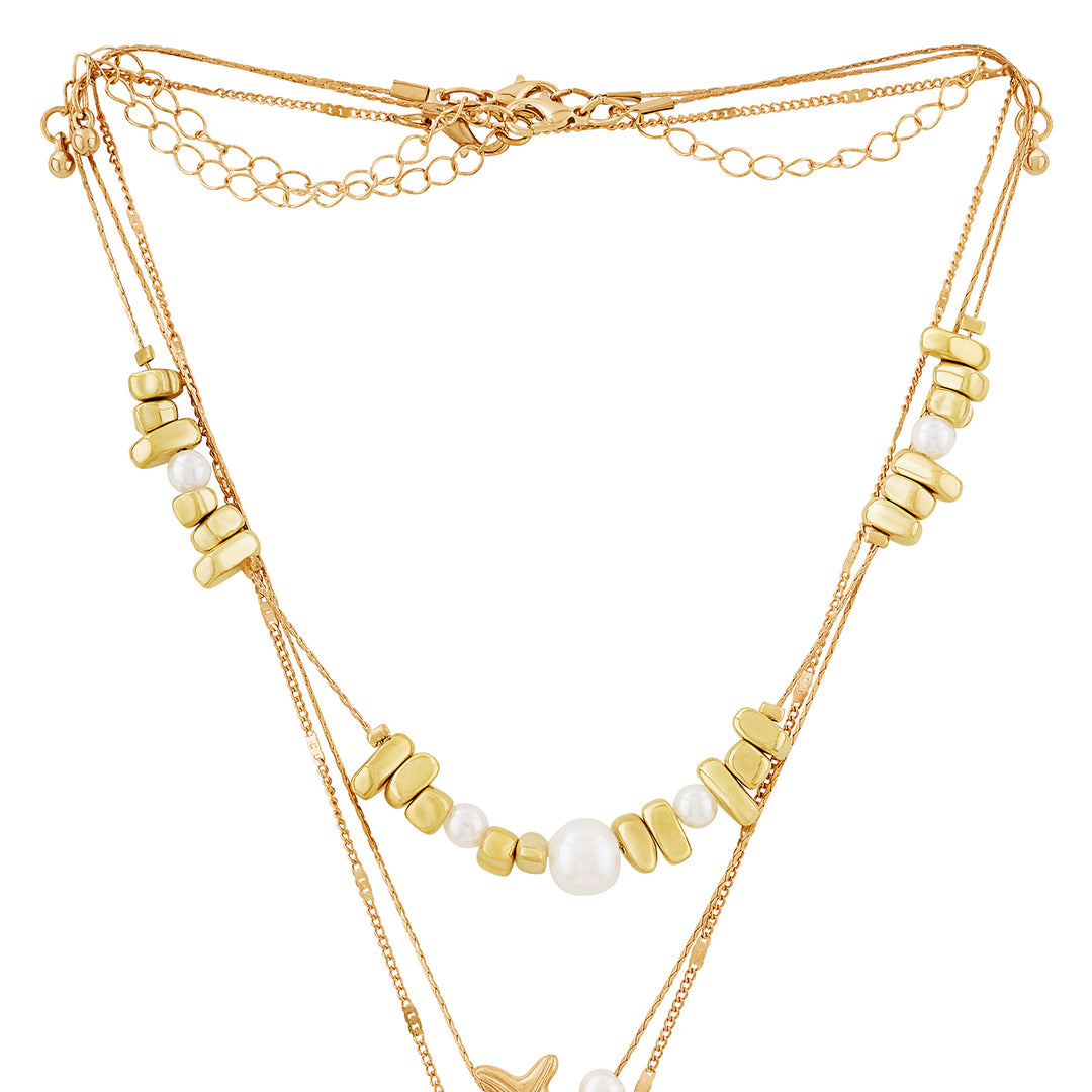 Amaris Gold Layered Seashells Necklace