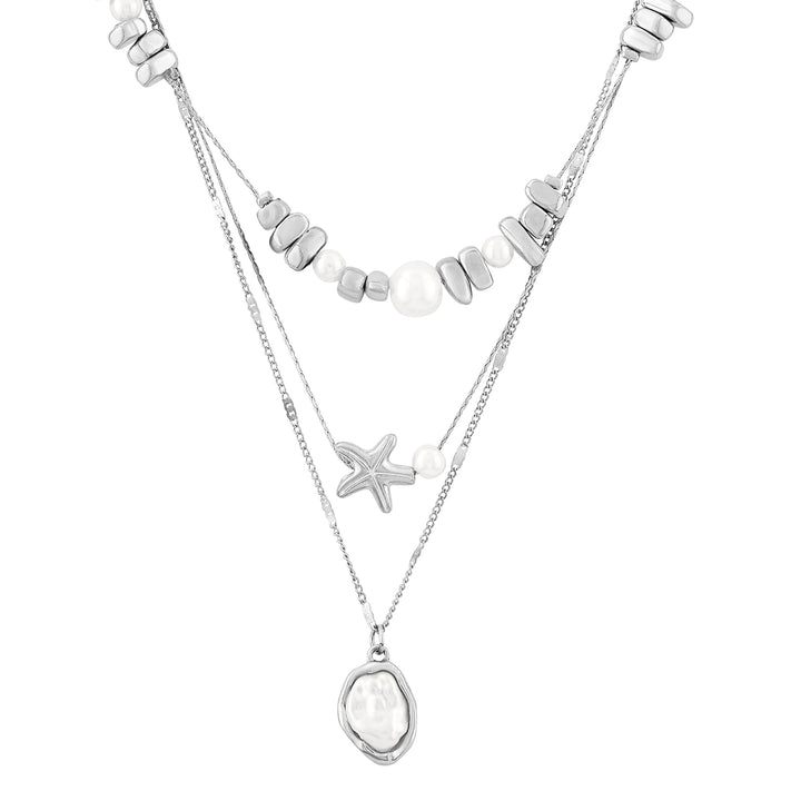 Amaris Silver Layered Seashells Necklace