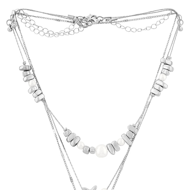 Amaris Silver Layered Seashells Necklace