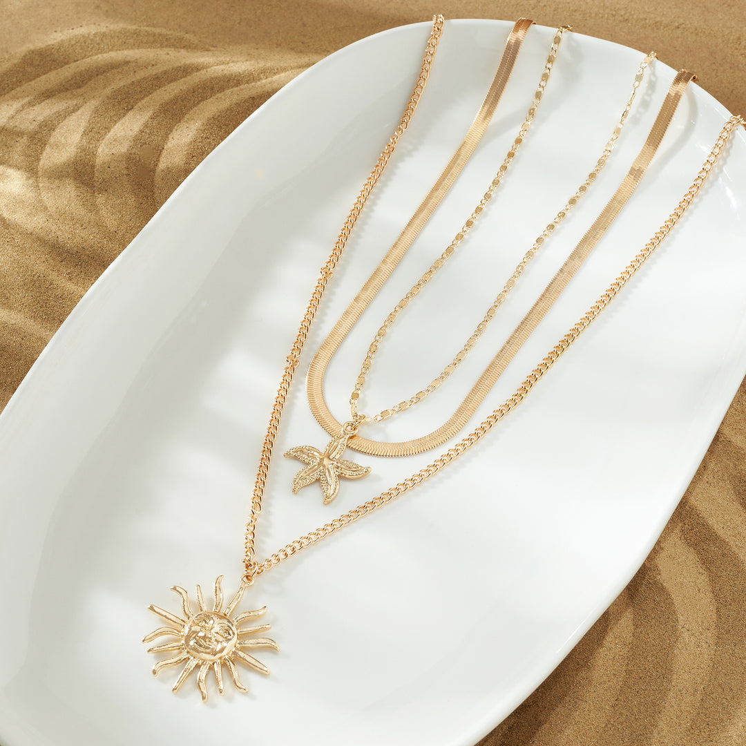 Tayra Gold Triple Layered Necklace