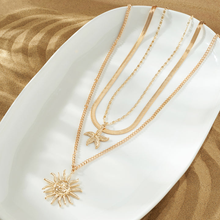 Tayra Gold Triple Layered Necklace