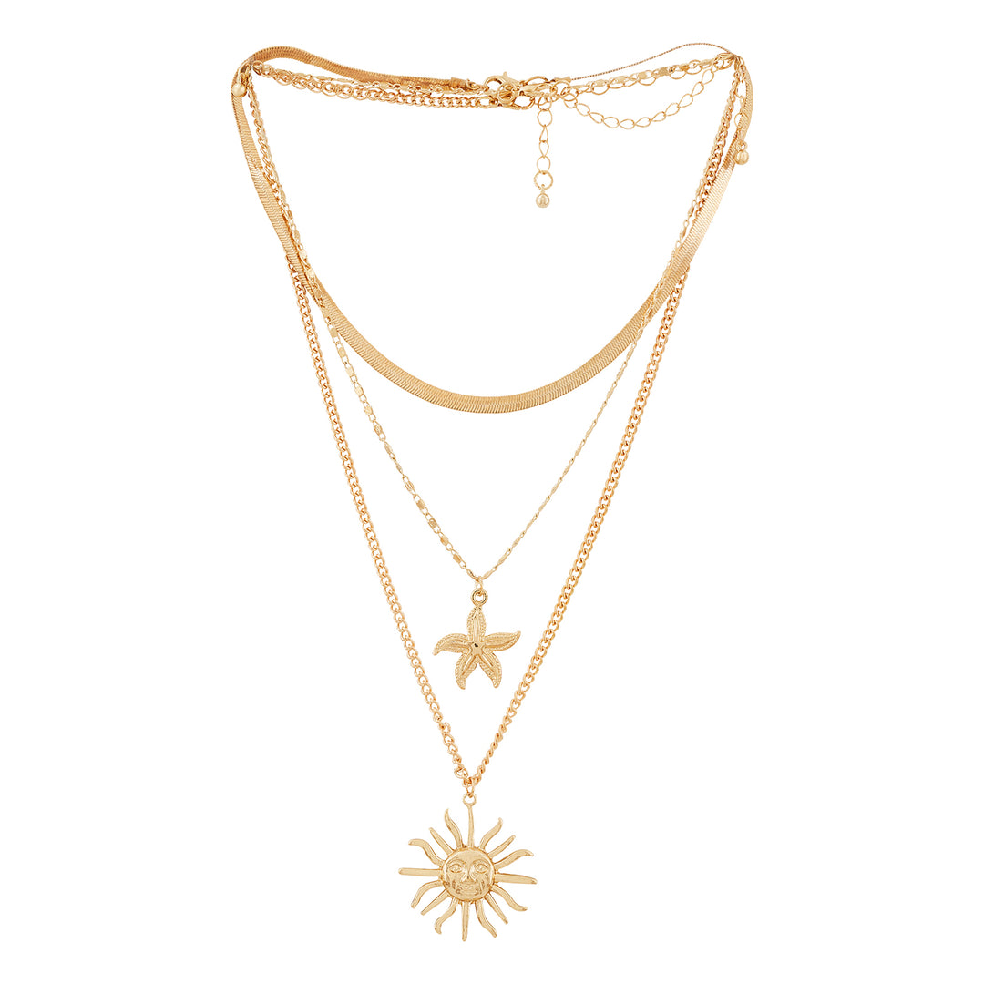 Tayra Gold Triple Layered Necklace