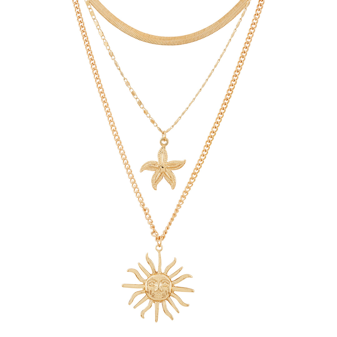 Tayra Gold Triple Layered Necklace