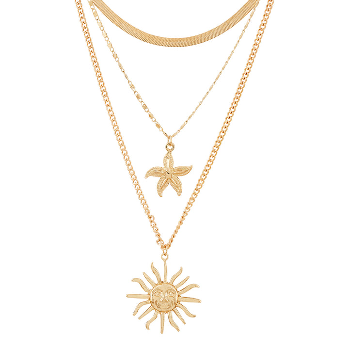Tayra Gold Triple Layered Necklace