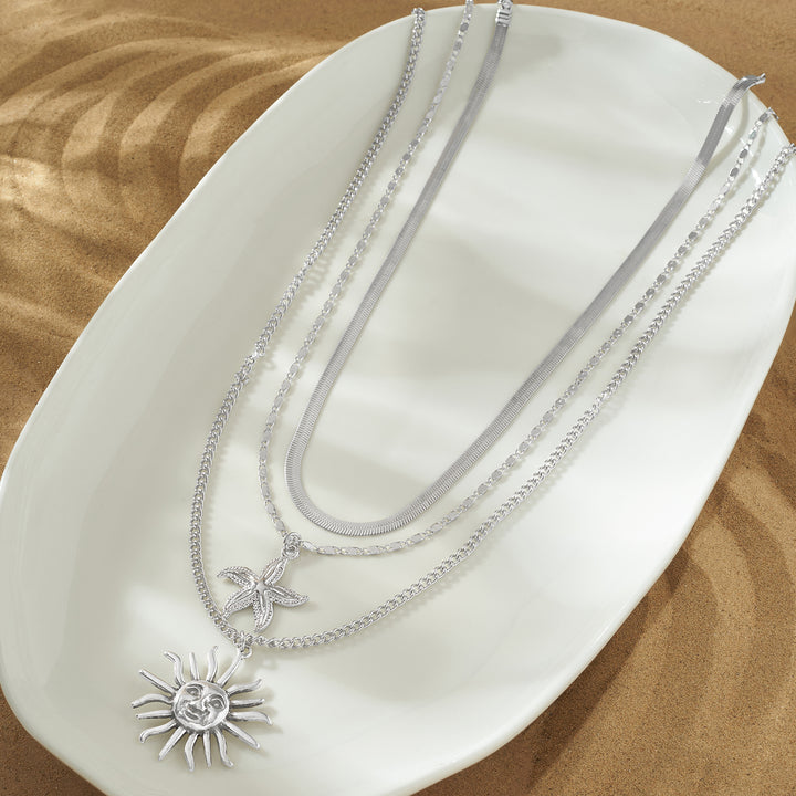 Tayra Silver Triple Layered Necklace