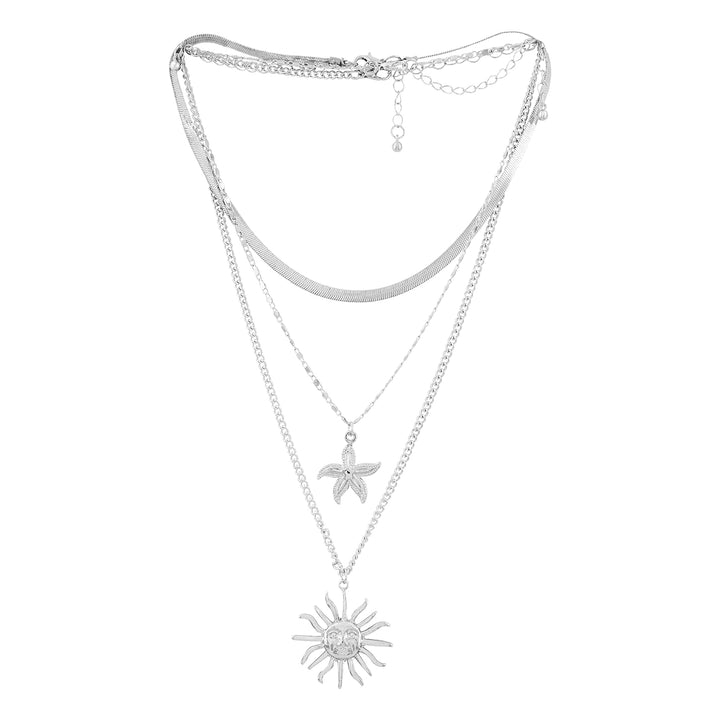 Tayra Silver Triple Layered Necklace