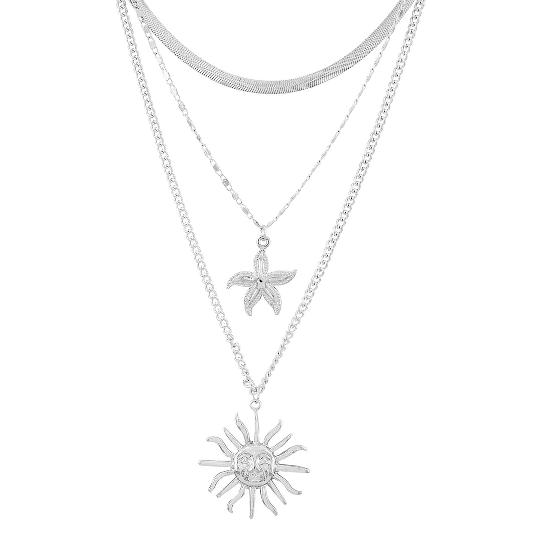 Tayra Silver Triple Layered Necklace