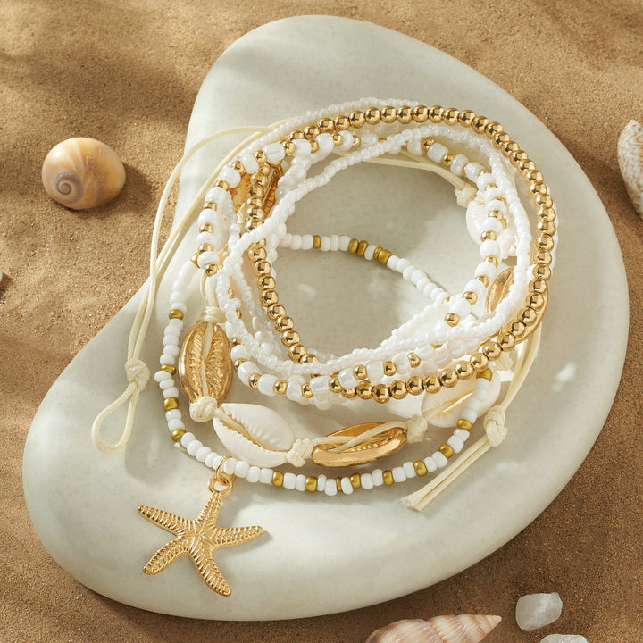 Oceara Gold and White Seashells Anklet