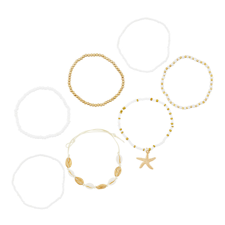 Oceara Gold and White Seashells Anklet