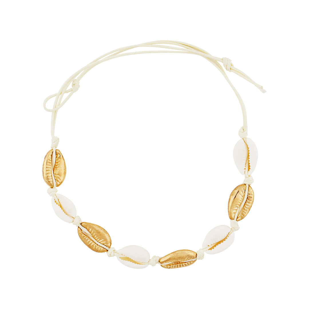 Oceara Gold and White Seashells Anklet