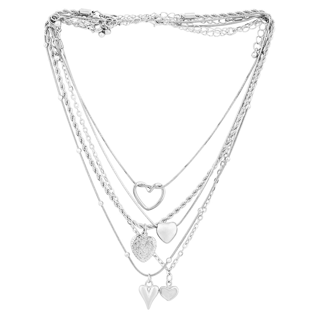 Elesh Layered Silver love Necklace