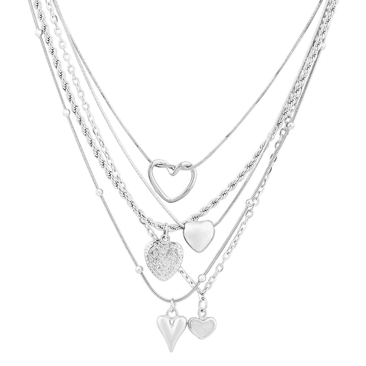 Elesh Layered Silver love Necklace