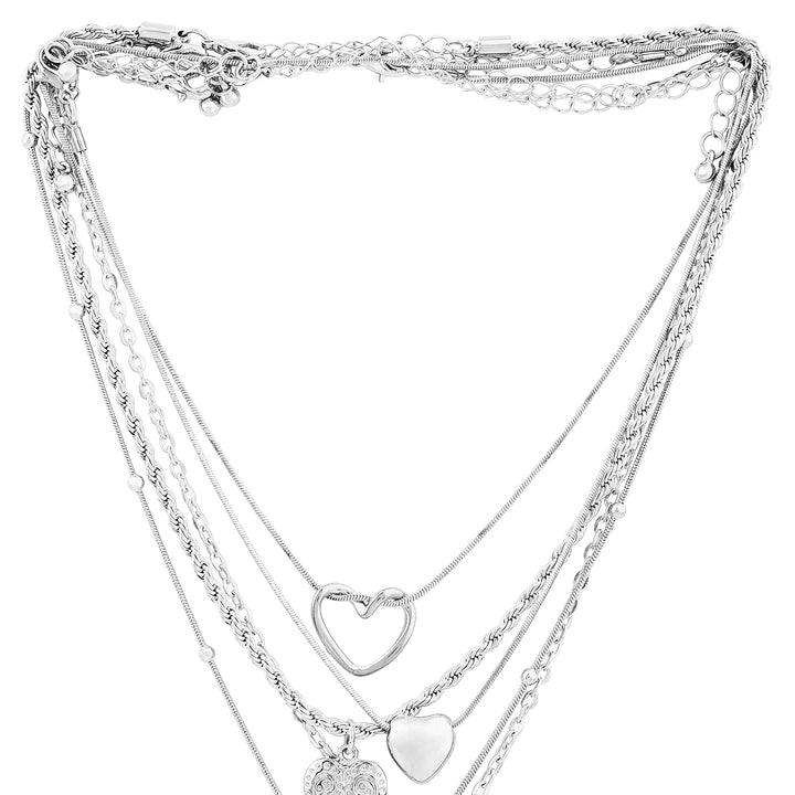 Elesh Layered Silver love Necklace