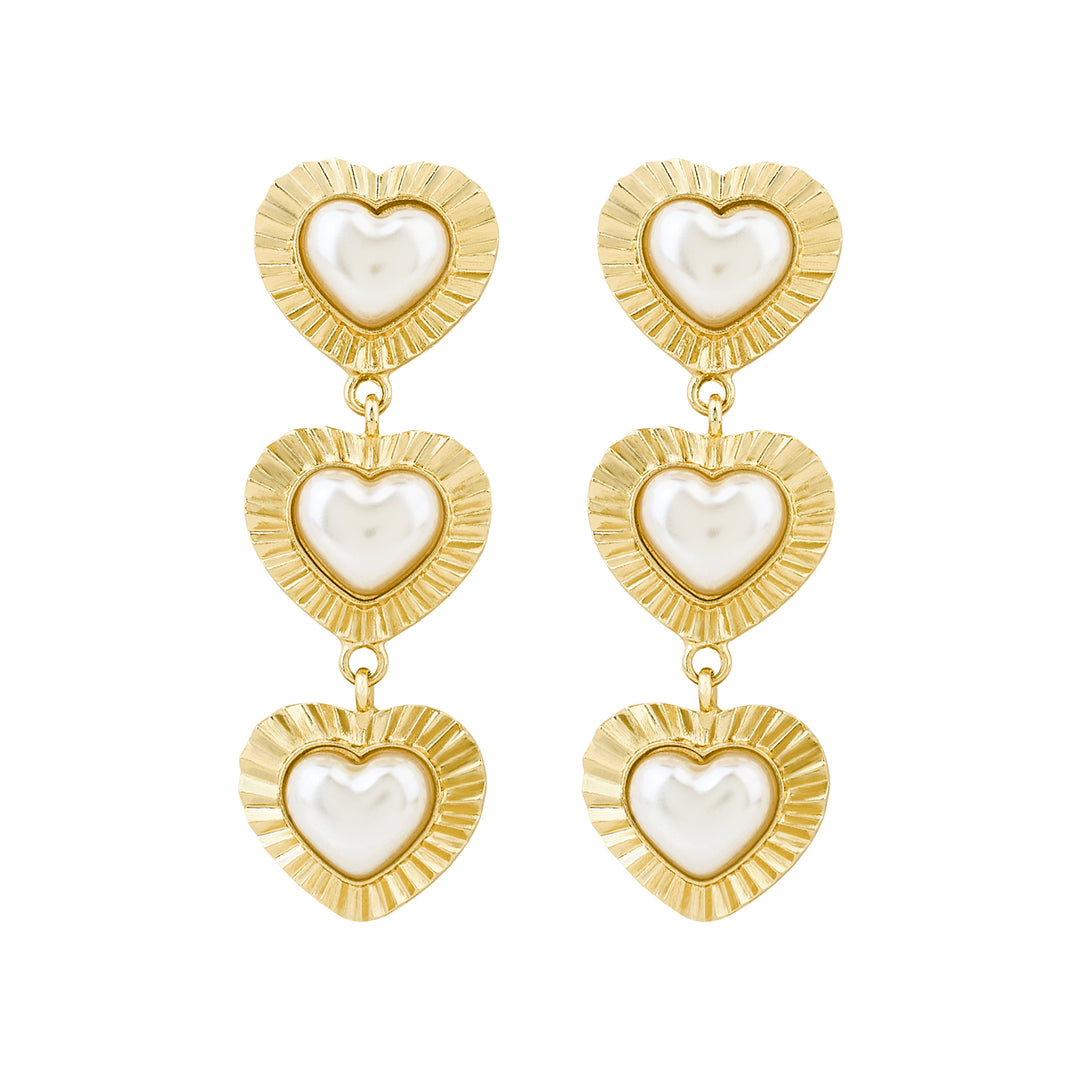 Tri Amore Gold Love Earrings