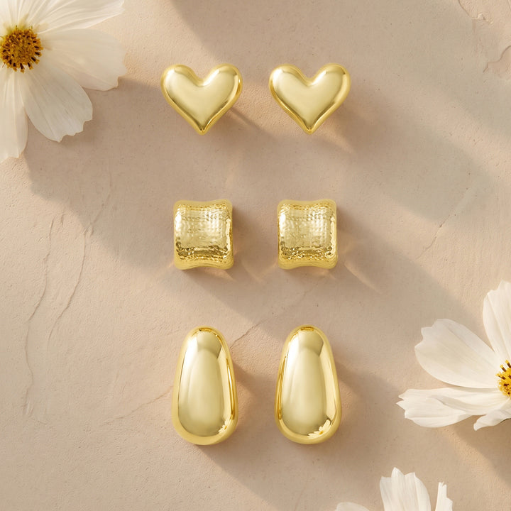Dayna Gold Love Earrings Set