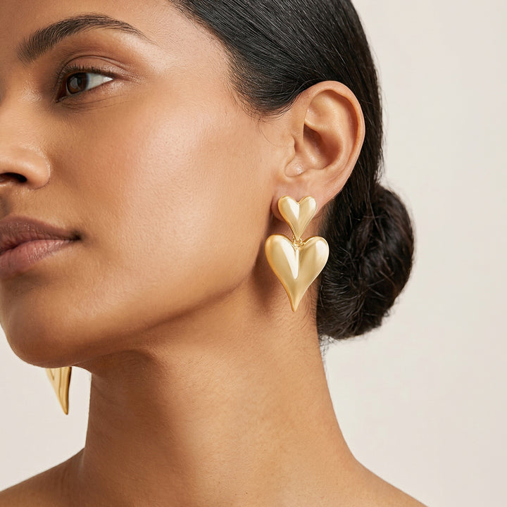 Luvella Gold Love Earrings