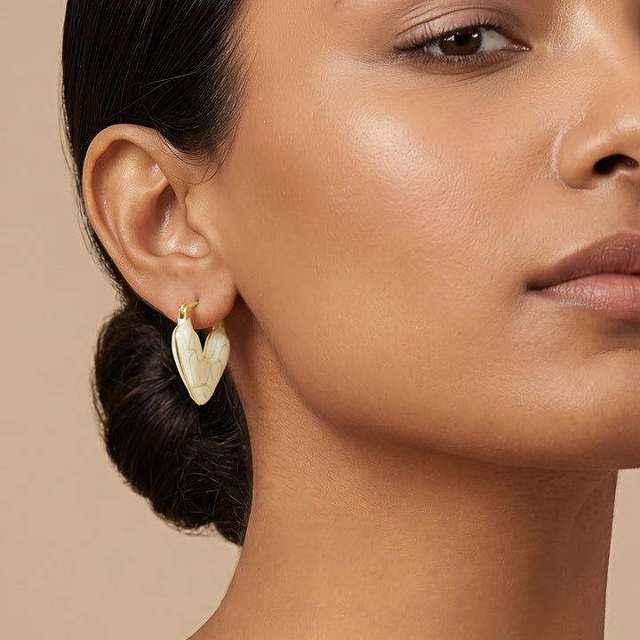 Serene Heart Shaped Pearl Love Earrings