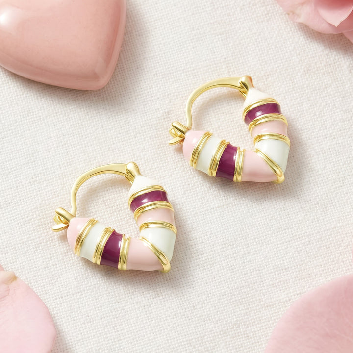 Serene Heart Shaped Red & Pink Love Earrings