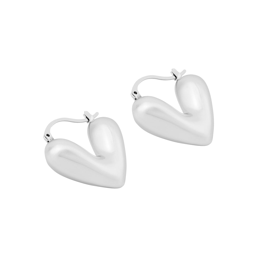 Flor Heart Shaped Silver Love Earrings