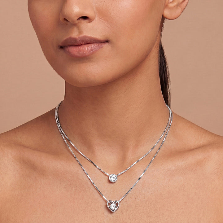 Lora Layered Silver Love Necklace