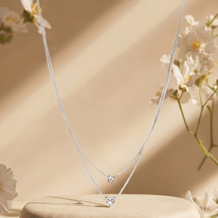 Lora Layered Silver Love Necklace