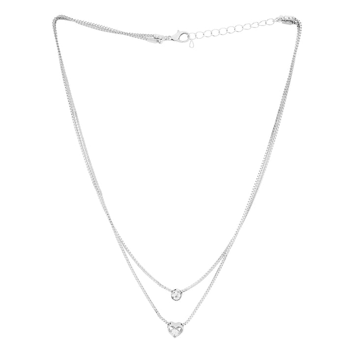 Lora Layered Silver Love Necklace