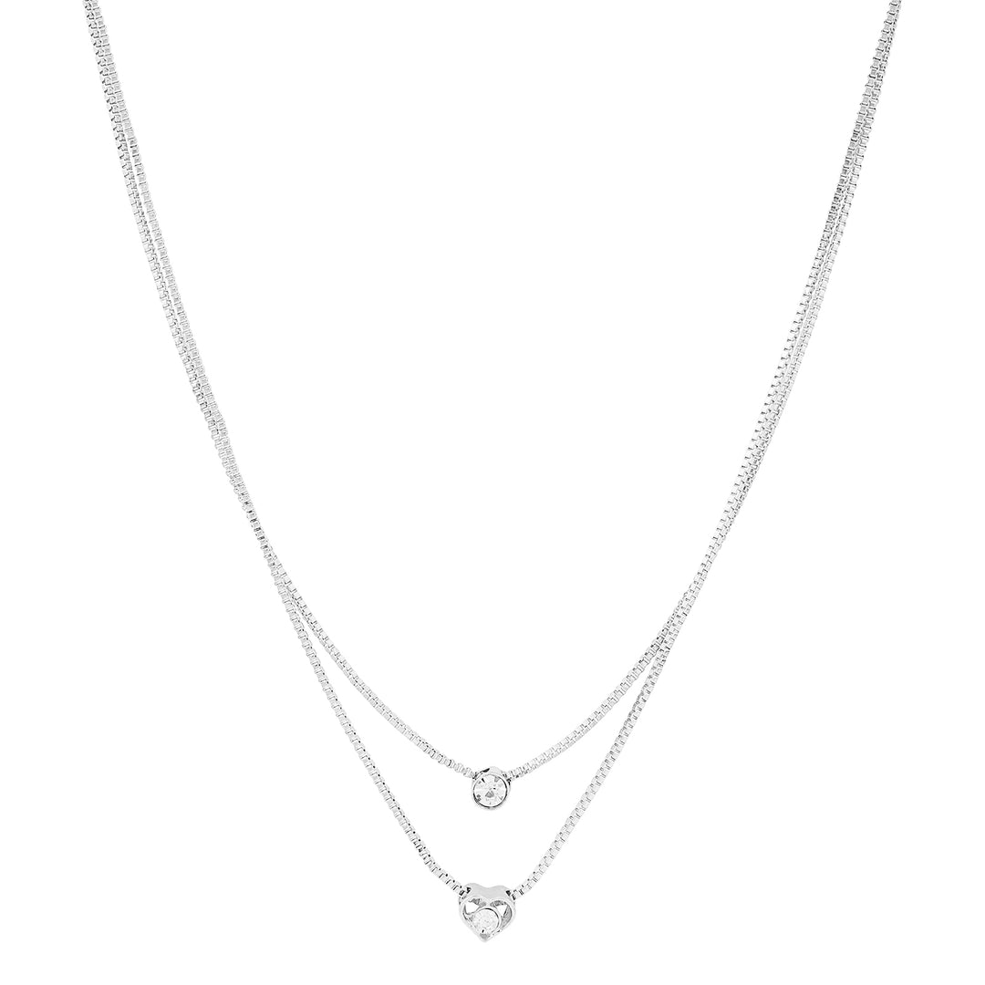 Lora Layered Silver Love Necklace