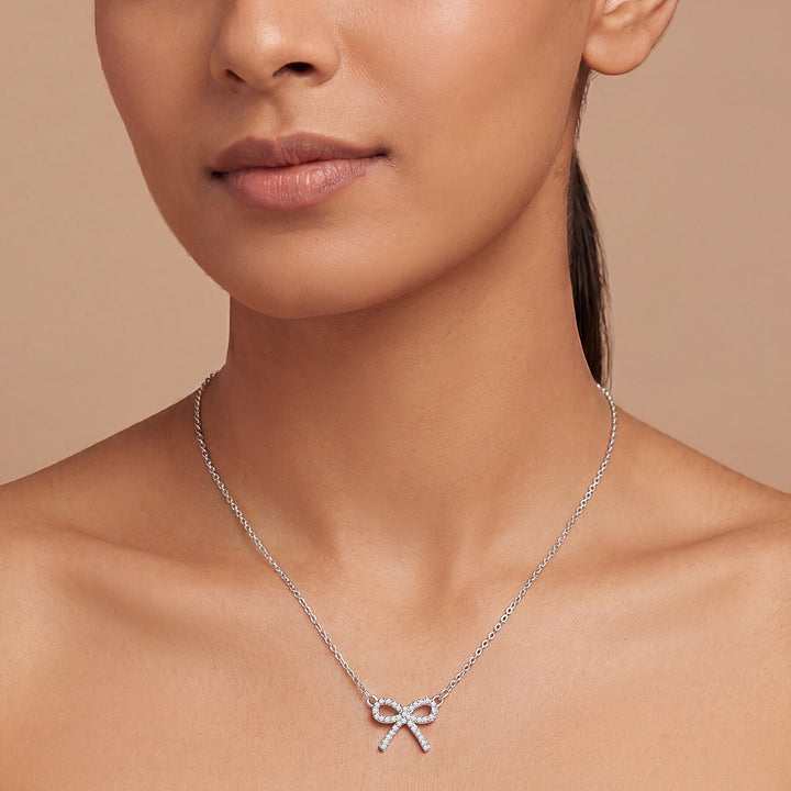 Bluette Bow Silver Love Necklace