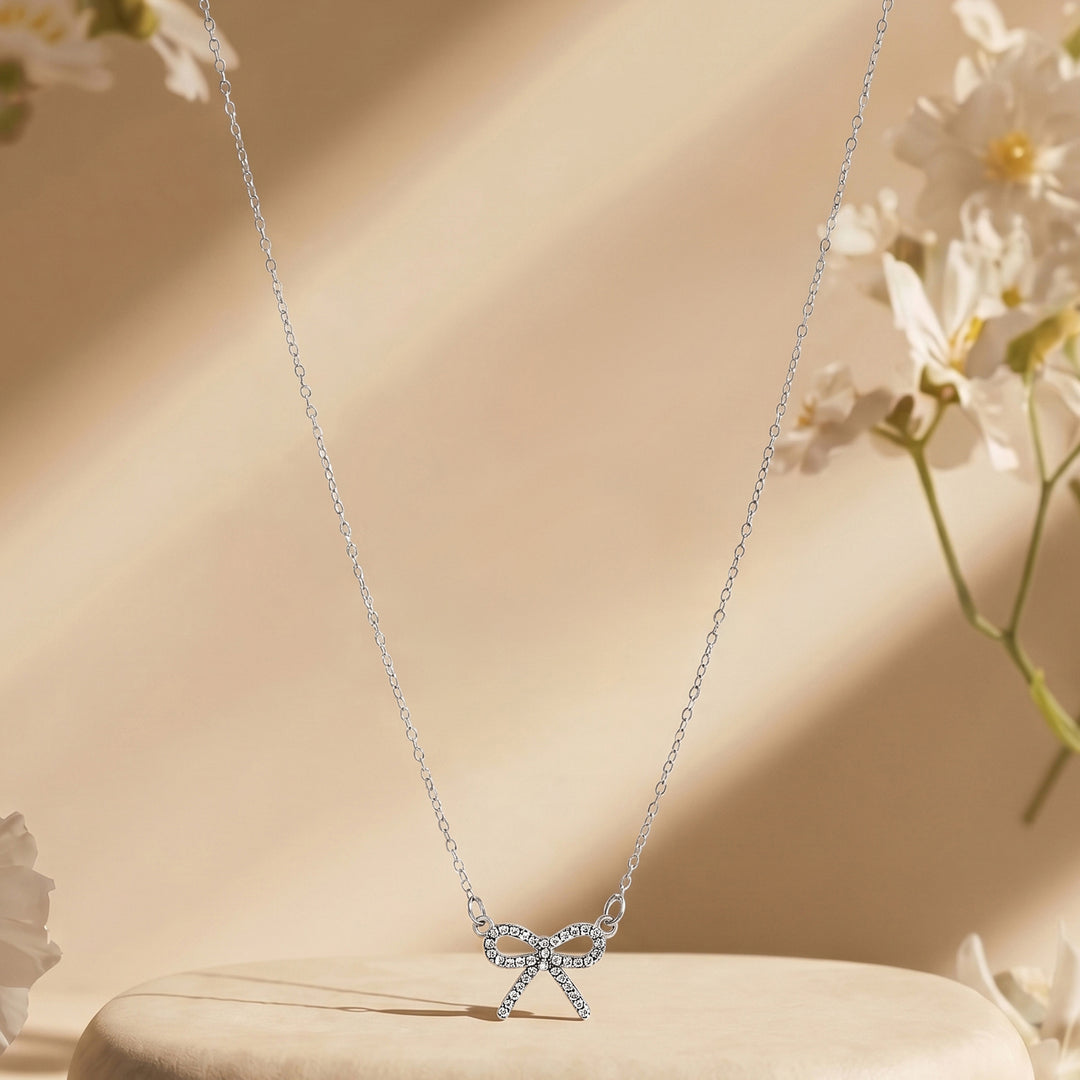 Bluette Bow Silver Love Necklace