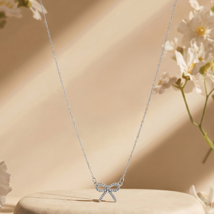 Bluette Bow Silver Love Necklace