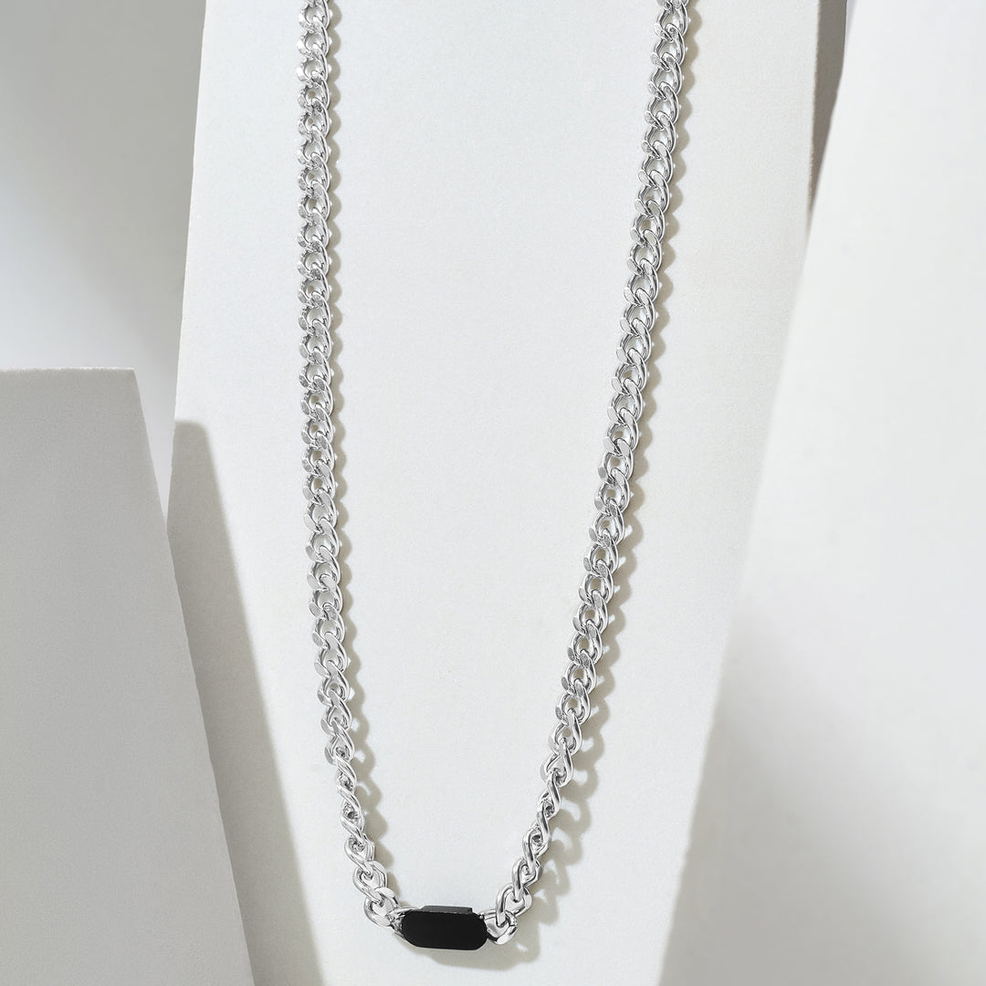 Ravorn Silver & Black Men's Necklace