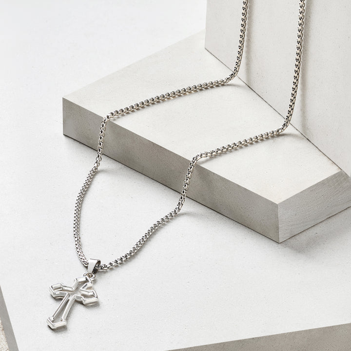 Mono Cross Silver & BLack Men's Necklace