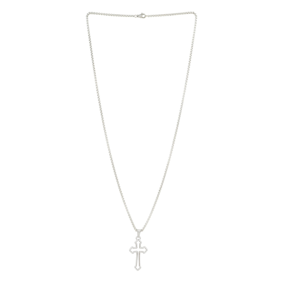 Mono Cross Silver & BLack Men's Necklace