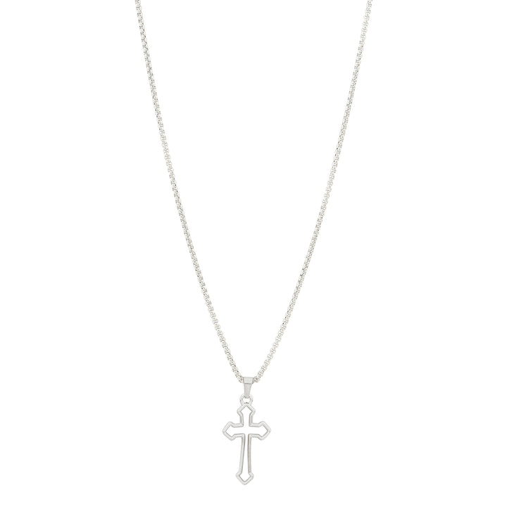 Mono Cross Silver & BLack Men's Necklace