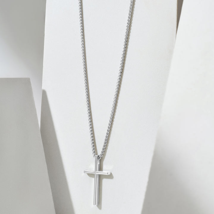 Silver Faith Cross Men's Necklace