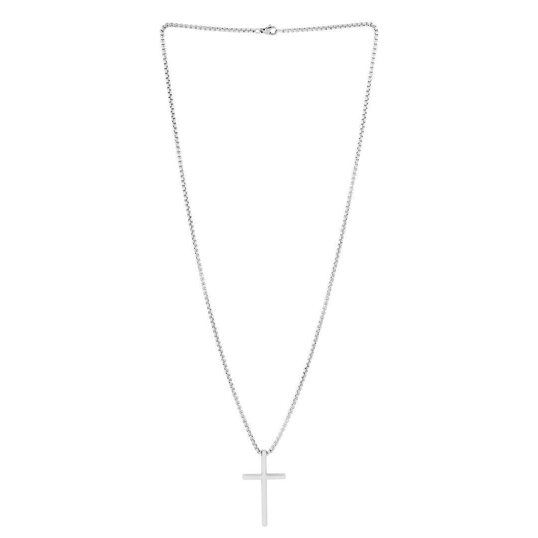 Silver Faith Cross Men's Necklace