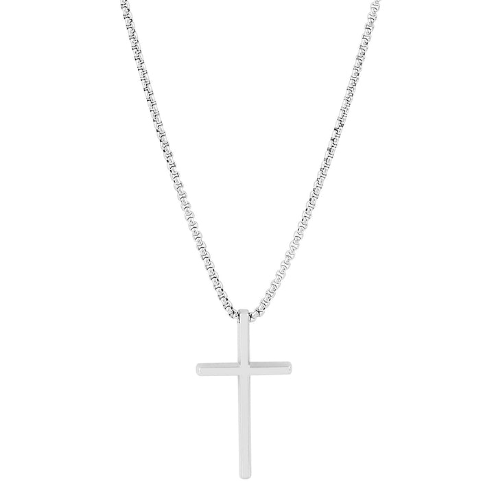 Silver Faith Cross Men's Necklace