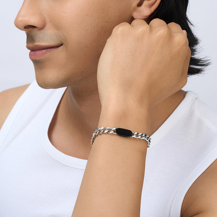 Krono Silver & Black Men's Chain Bracelet