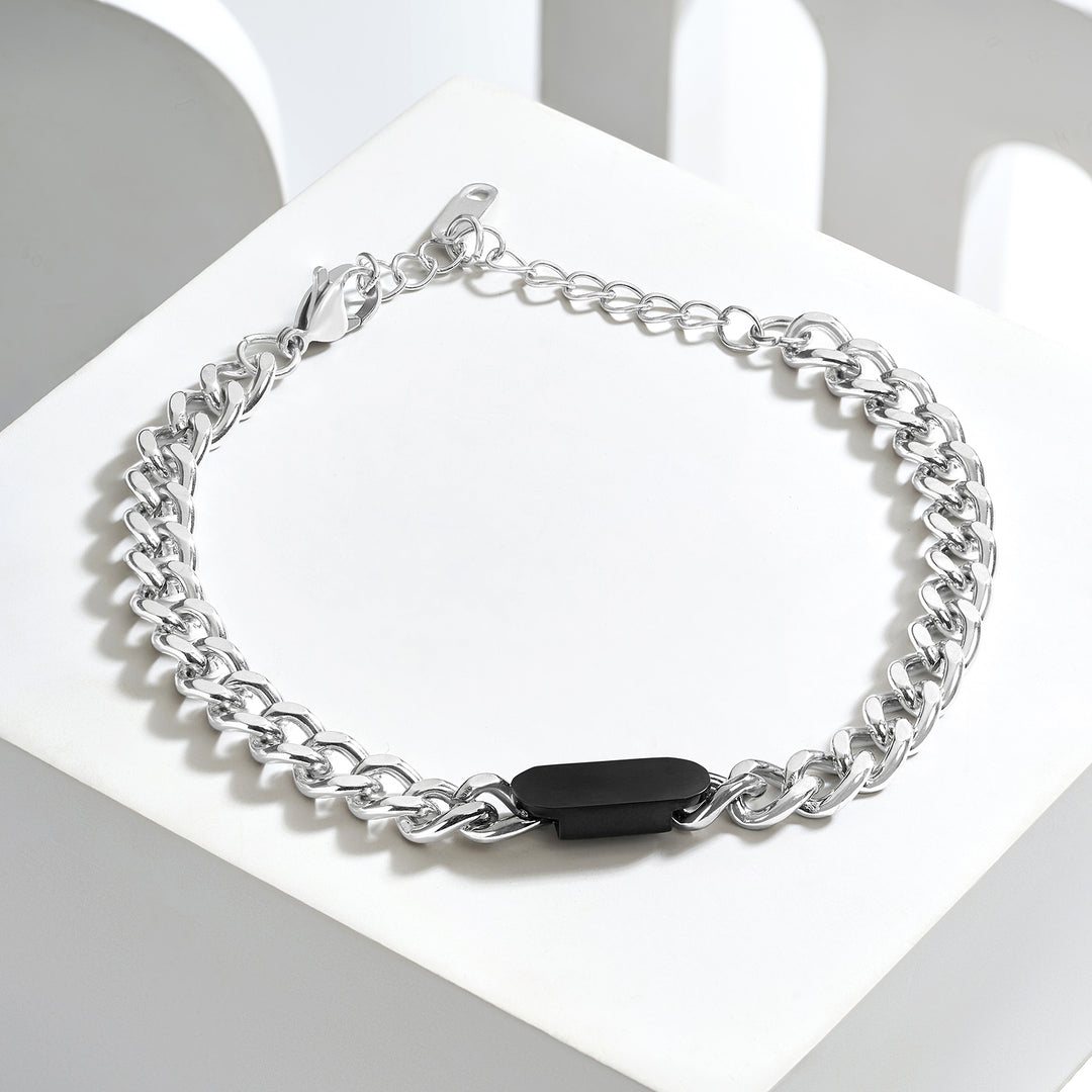 Krono Silver & Black Men's Chain Bracelet
