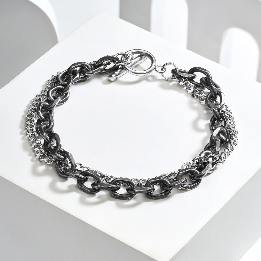 Togglo Silver & Black Men's Bracelet