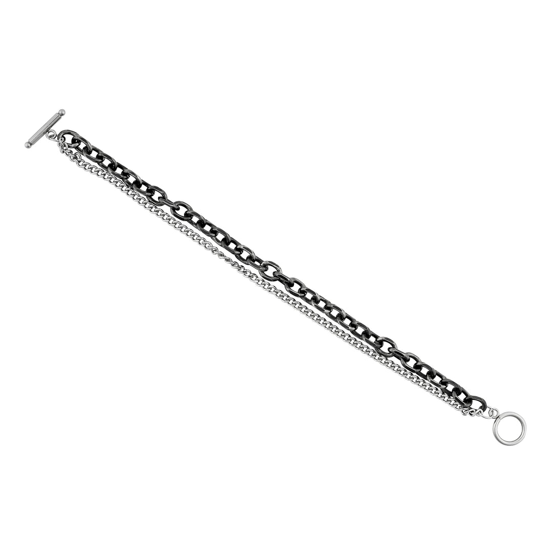 Togglo Silver & Black Men's Bracelet