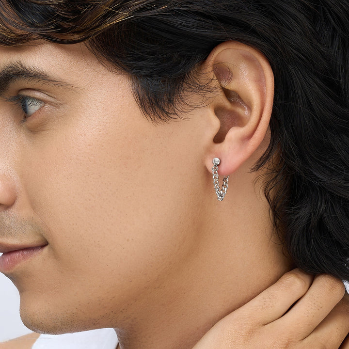 Micro Orbito Silver Men's Earrings