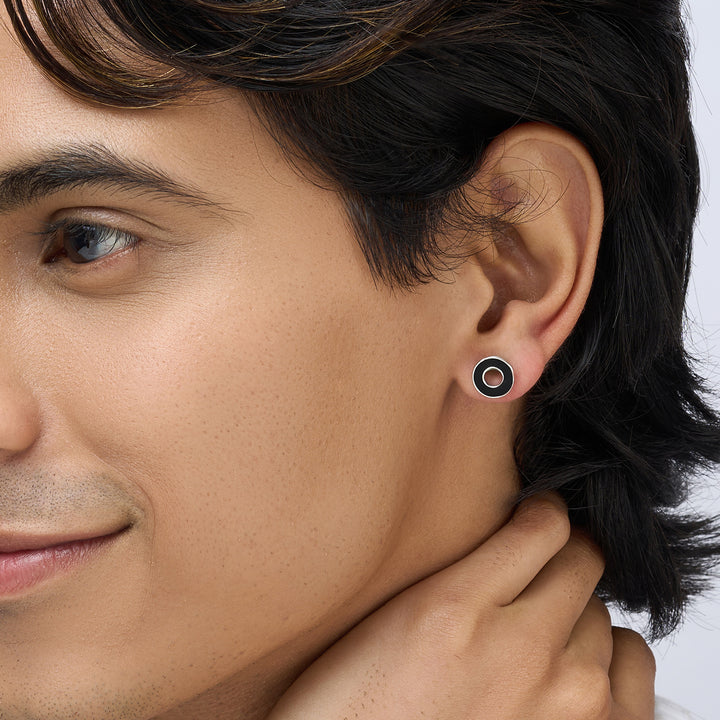Eclipsoio Silver & Black Men's Earrings