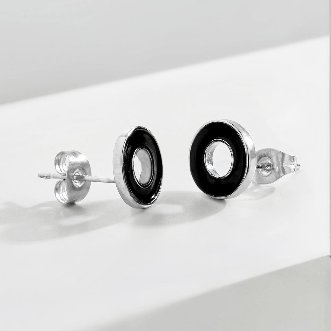 Eclipsoio Silver & Black Men's Earrings