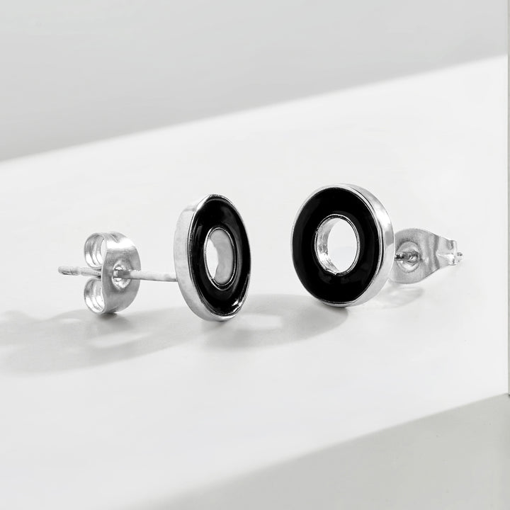 Eclipsoio Silver & Black Men's Earrings